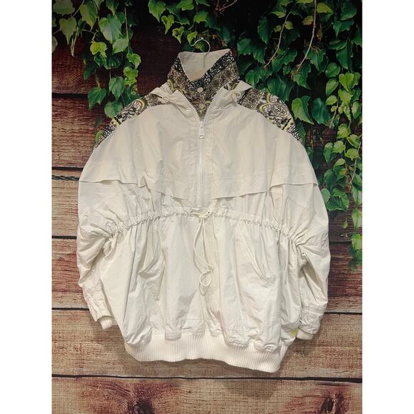 Free People She Fly Jacket Coat White Hood Layered Embroidered Aztec XS Oversize - Picture 5 of 9